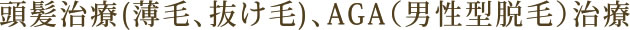 頭髪治療(薄毛、抜け毛)、AGA(男性型脱毛)治療